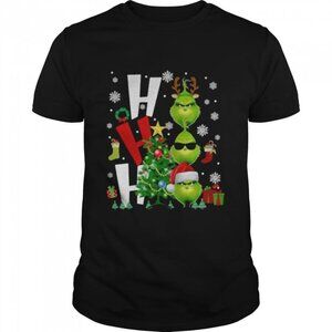 Grinch Ho Ho Ho Graphic T-Shirt Funny Christmas Holiday Tee 80